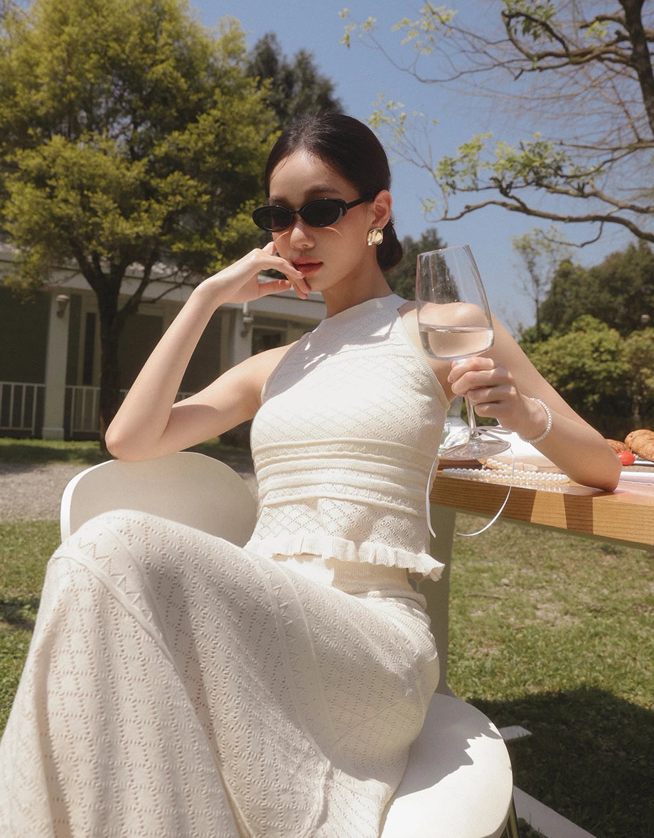 Áo Hai Dây Dệt Kim Họa Tiết Lục Giác